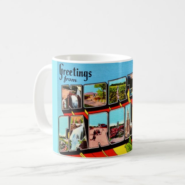 Färgglad Retro North Carolina  Kaffemugg (Framsida vänster)