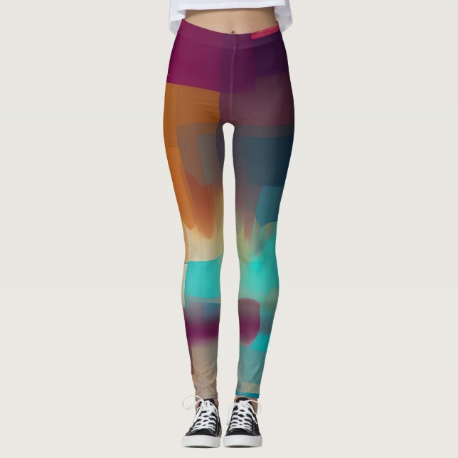 Färgglad retro tonblandning  leggings (Framsida)