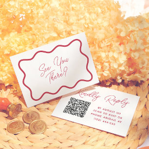 Färgglad Retro Vågig Ram QR-kod Bröllop RSVP Tilläggskort