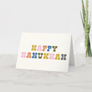 Färgglad Retrotypografi Hanukkah Helgkort