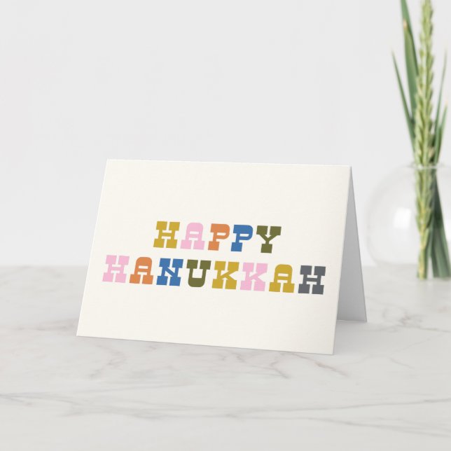 Färgglad Retrotypografi Hanukkah Helgkort (Framsida)