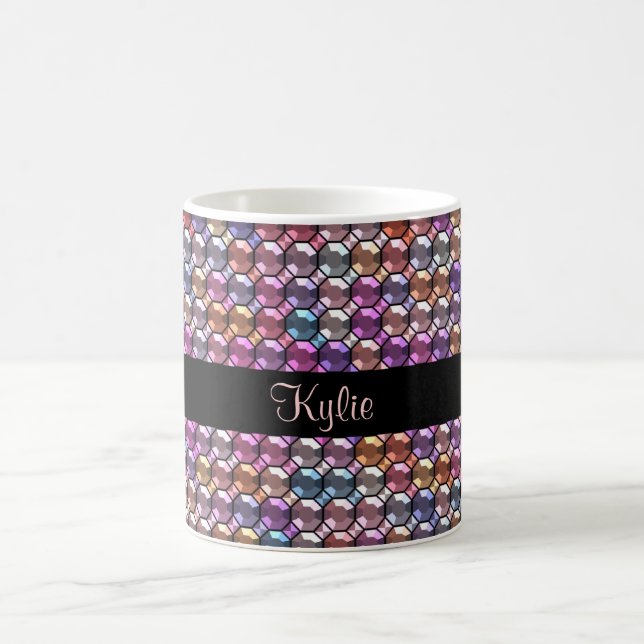 Färgglad Rhinestone med anpassat namn Kaffemugg (Center)