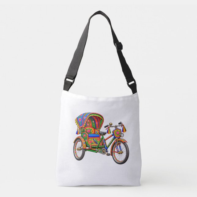 Färgglad Rickshaw-konst — Bengalisk tvärsakad väsk Axelväska (Framsida)