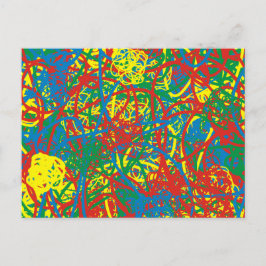 Färgglad Röd Blå Grön Gul Klotter Abstrakt Vykort