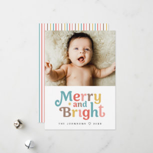 Färgglad rolig Glad och ljus Baby Foto Jul Julkort