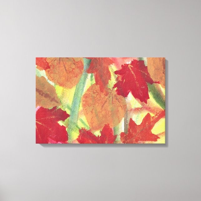 Färgglad Rolig Höst Löv Omlindad Canvas (Framsida)