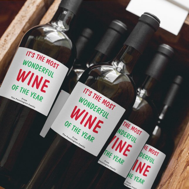 Färgglad Rolig Jul Vinflaska Etikett (Skapare uppladdad)