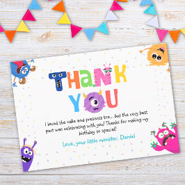 Färgglad Rolig Liten Monster Födelsedagsfest Tack Kort