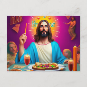 Färgglad Rollig Jesus på hans Födelsedag Vykort