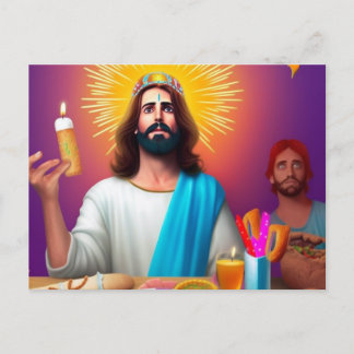 Färgglad Rollig Jesus på hans Födelsedag Vykort