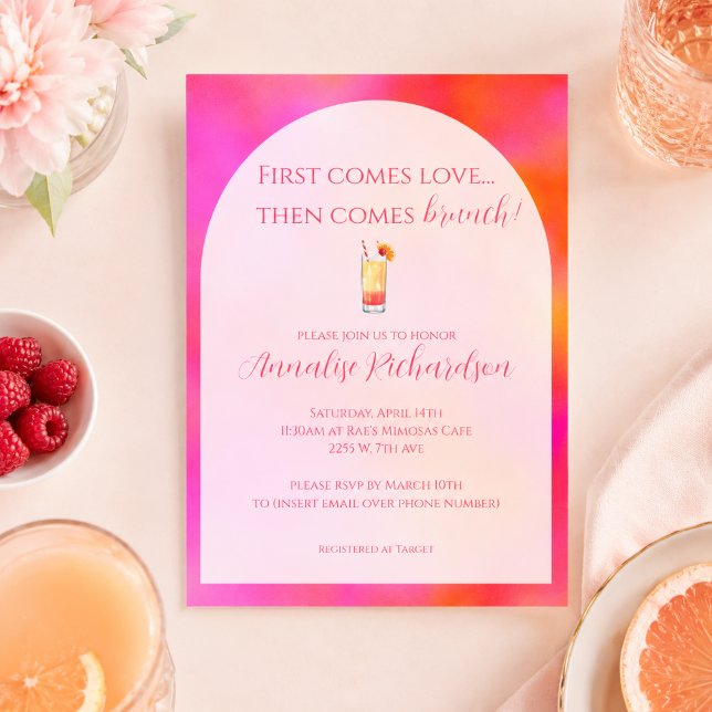 Färgglad rosa orange bröllopsbrunch-inbjudan inbjudningar (Skapare uppladdad)