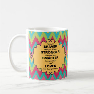 Färgglad Rosa Turkos Grön Gul Chevron Uppmuntran Kaffemugg