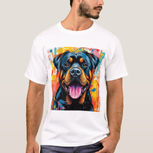Färgglad Rottweiler Pop Art � Livfull Splash-stil T Shirt
