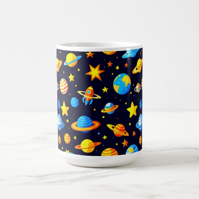 Färgglad rymdtemaillustration med planeter kaffemugg (Center)
