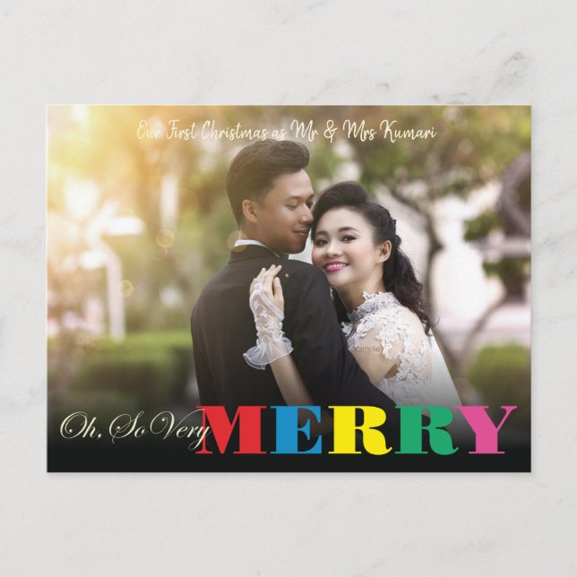 Färgglad Så Glad Jul | 2 Foto Julkort Vykort (Framsida)