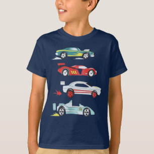 Färgglad samling av racerbilar - pojkarnas t-shirt