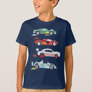 Färgglad samling av racerbilar - pojkarnas t-shirt