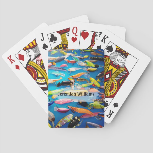 Färgglad samling fiskeredskap - Personlig Casinokort (Baksidan)