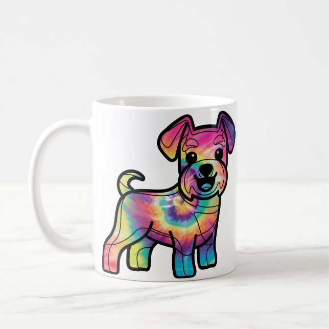 Färgglad Schnauzer: Tie Dye Glädje Kaffemugg (Vänster)