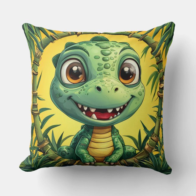 Färgglad serie-dinosaurie kudde (Framsida)