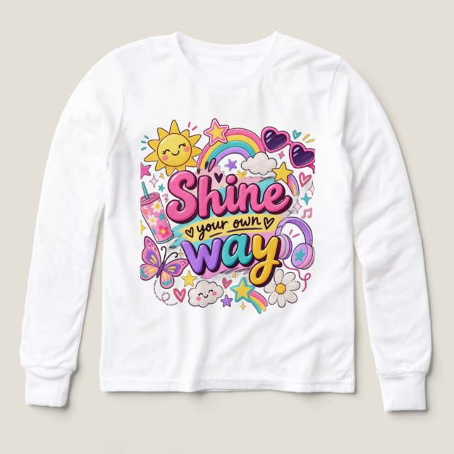 Färgglad Shine Away Rainbow T-Shirt (Design framsida)