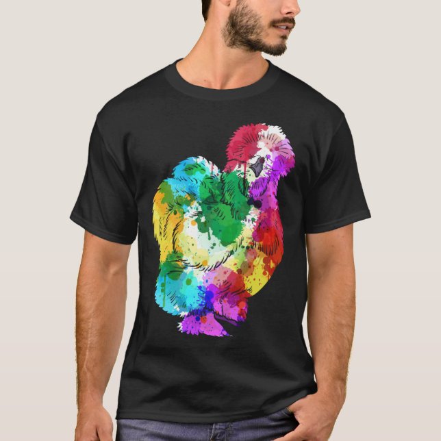 Färgglad Siden Kyckling Fläkt Djur T Shirt (Framsida)