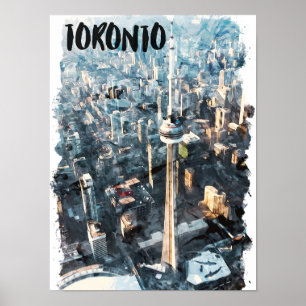 Färgglad silhuett av Toronto Kanada Stad Poster