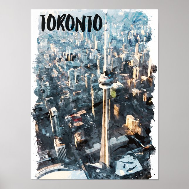Färgglad silhuett av Toronto Kanada Stad Poster (Framsidan)