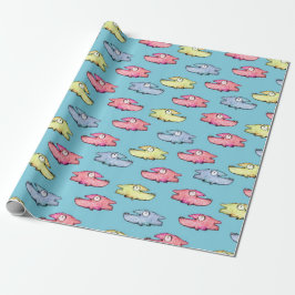 Färgglad simmande glad fisk presentpapper