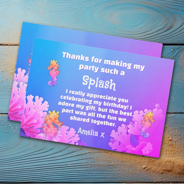 Färgglad Sjöhästfest  Tack Kort (Skapare uppladdad)