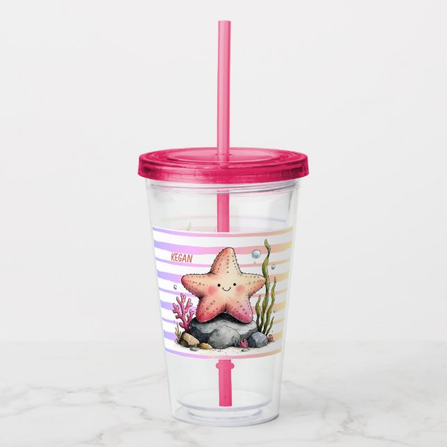 Färgglad sjöstjärna havstematisk take away mugg (Framsida)