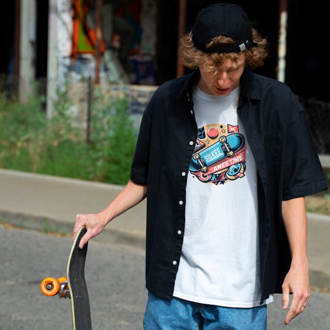Färgglad Skateboard Sokee Aweetime T-Shirt (Skapare uppladdad)