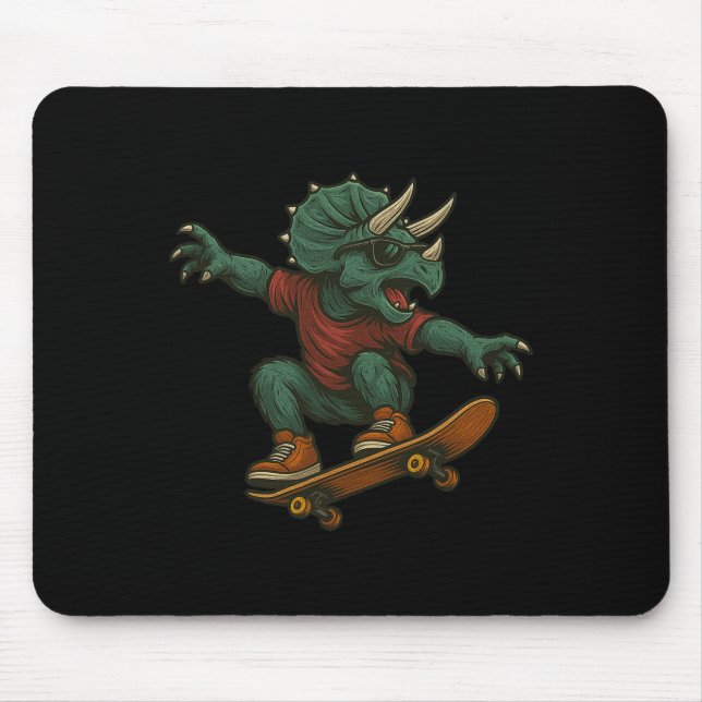 Färgglad skateboardåkande Triceratops dinosauriede Musmatta (Framsidan)