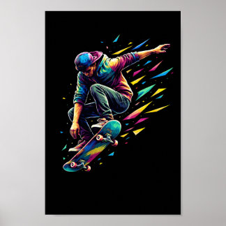 Färgglad Skateboardåkare Urban Pop Art Skateboard Poster
