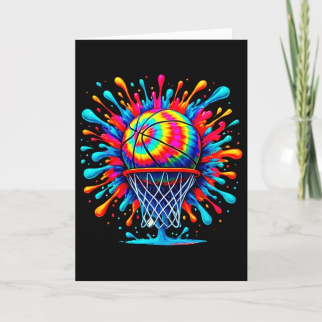 Färgglad Sketll Konst Tie Dye Drip Sketll Ll Dunk  Kort (Framsida)