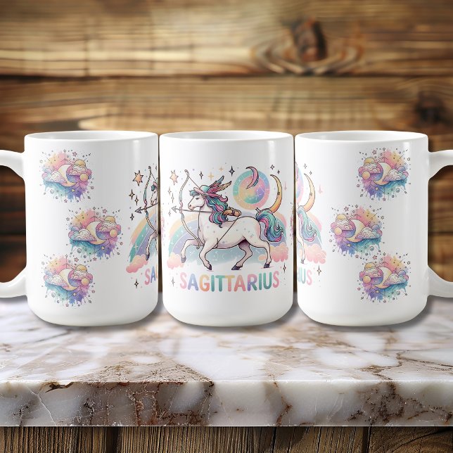 Färgglad Skyttens Stjärntecken Astrologi Kaffemugg (Colorful Sagittarius Archer Zodiac Astrology Coffee Mug)