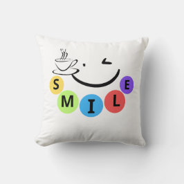 Färgglad SMILE Söt kaffecitat kastkudde Kudde