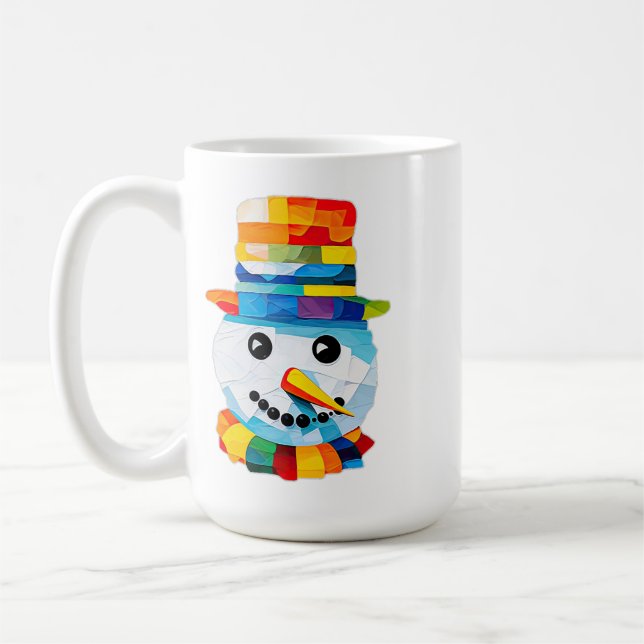 Färgglad Snömannen Tissue Paper Art Jul Kaffemugg (Vänster)
