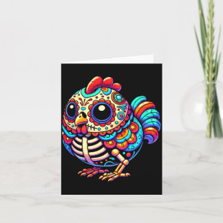 Färgglad sockerkalle kyckling Día De Los Muertos Kort
