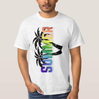 Färgglad sommar-vib t-shirt | vertikal typografi