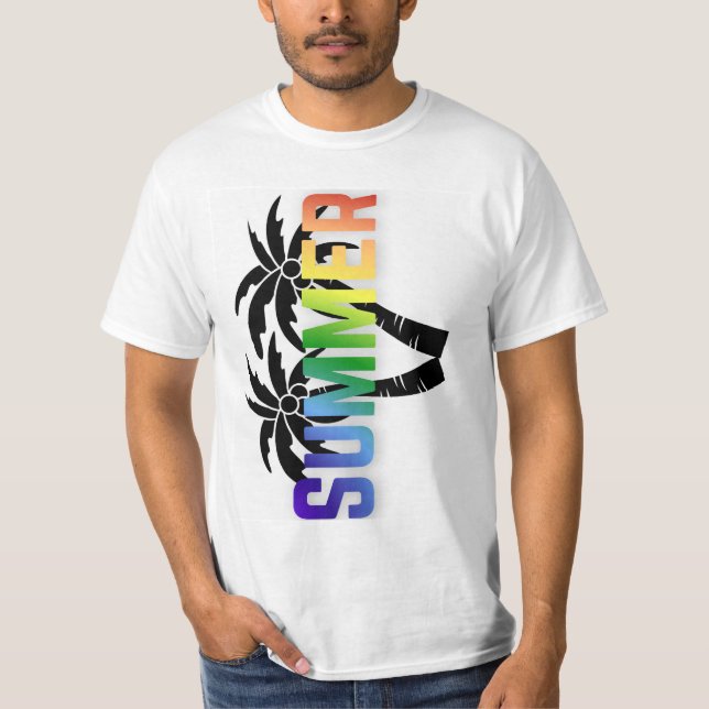Färgglad sommar-vib t-shirt | vertikal typografi (Framsida)