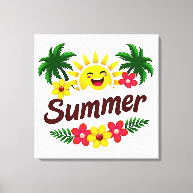 Färgglad sommarväggskunst  canvastryck (Framsida)