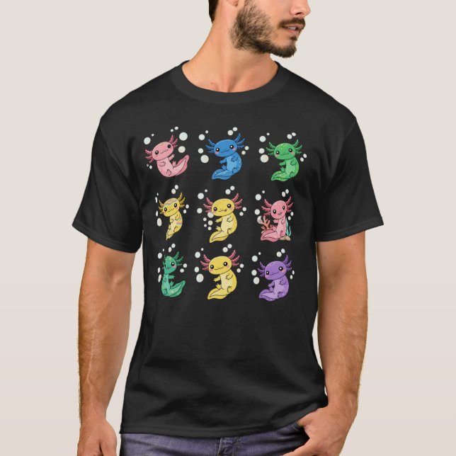 Färgglad söt Axolotl-mönsterkonst T Shirt (Framsida)