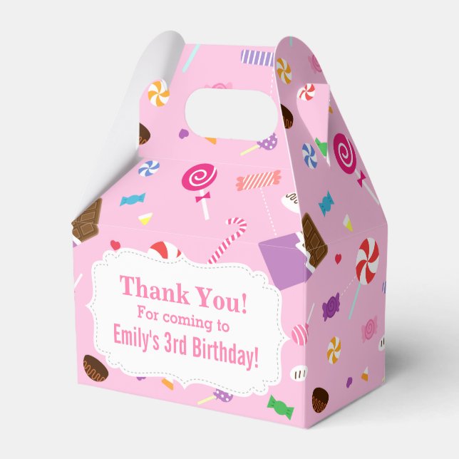 Färgglad Söt Godis Rosa Mönster Party Favor Box Presentaskar (Framsidan Sidan)
