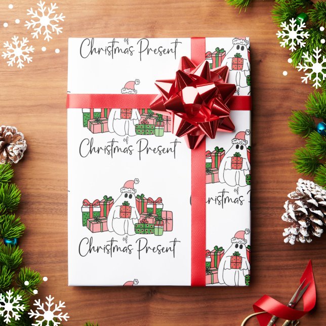 Färgglad Söt Rolig Jul Presentpapper (Simple Cute Funny Humor Ghost Christmas Wrapping Paper)