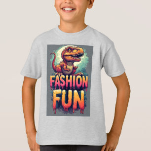 Färgglad söt T-Rex med mode underhållande typograf T Shirt