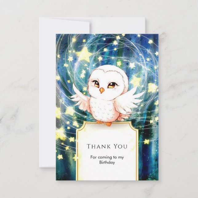 Färgglad Söt Ugglas Födelsedag Tack Kort (Framsida)
