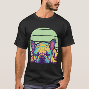 färgglad sovande fransk bulldogg t shirt