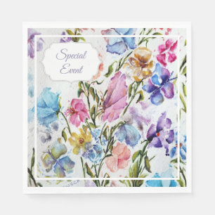 Färgglad Speciell Evenemang Whimsical Blommig Fest Pappersservett