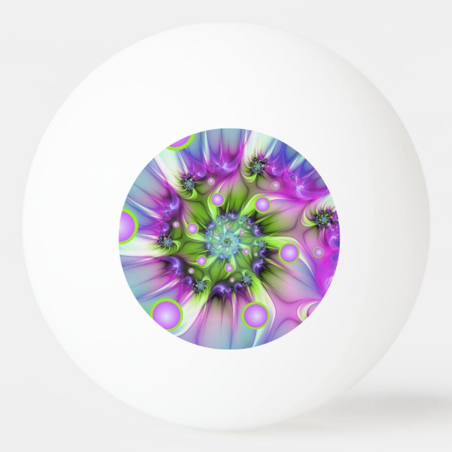 Färgglad Spiral Rund Formar Abstrakt Fraktal Konst Pingisboll (Framsidan)